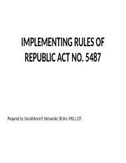 5487 ra|IMPLEMENTING RULES OF REPUBLIC ACT NO. 5487 .